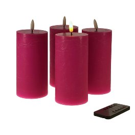 S/4 LED candle 3D flame, pink