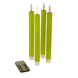 S/4 LED taper candle, green