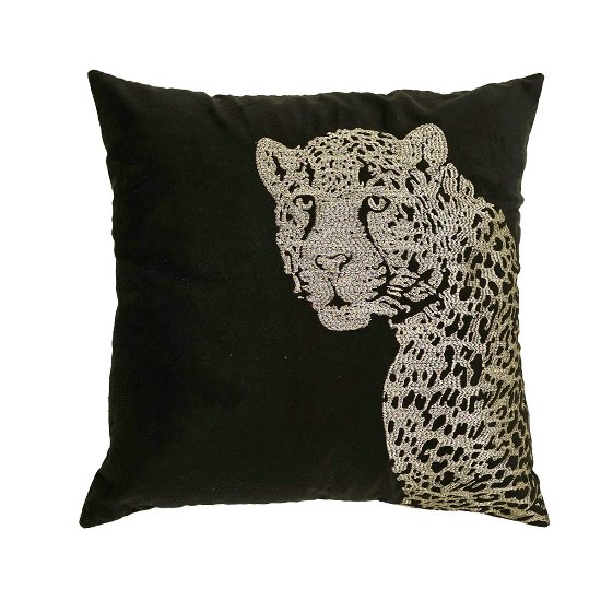 Cushion Leo, embroidered, black