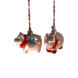 Glass pendant lucky pig pink/red