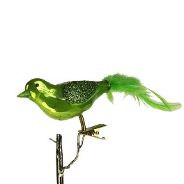 Clamp bird w. feather, green