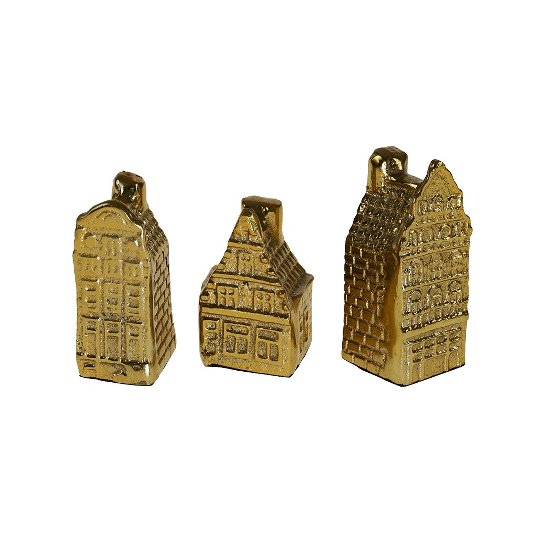 Little house, 3 assorted, gold