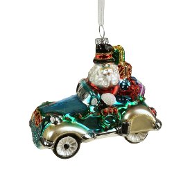 Glass pendant Santa in the car