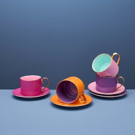 Cup w. saucer Fancy Colors