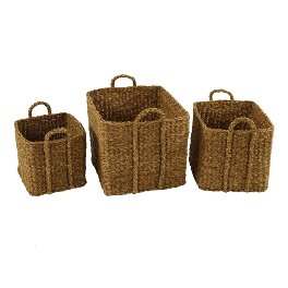 Set of 3 pcs. basket, angular, natural