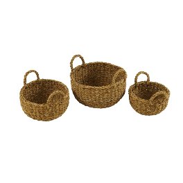 Set of 3 pcs. basket, round, natural