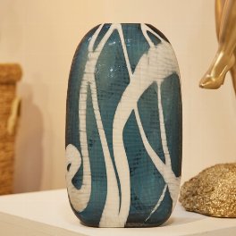 Vase Caja, blue, glass