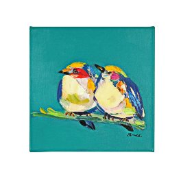 Peinture Oiseaux d'amour, turquoise