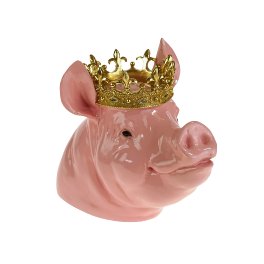 Money bank Pig Porky w. crown, pink