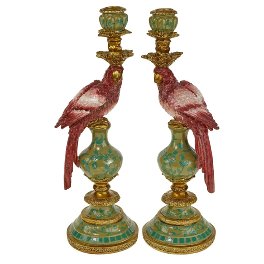 Candle holder parrot 2 ass., pink
