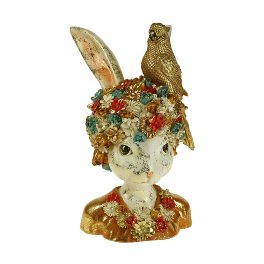 Buste de lapin Wanda avec oiseau, multicolore