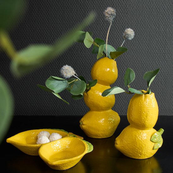 Vase 2 lemons, yellow