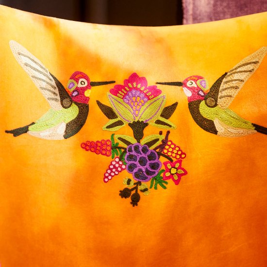Armchair Hummingbird, hand embroidered