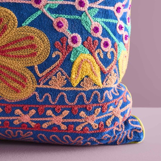 Cushion Frida, hand embroidered,