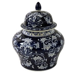 Lidded vase Mila, blue/white, hand-painted