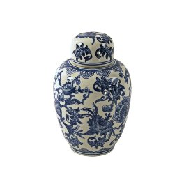 Vase à couvercle Noud, bleu/blanc