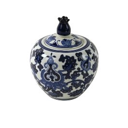 Lidded vase Luuk, blue/white