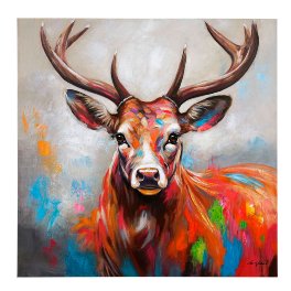 Tableau colourful Deer, peint à la main