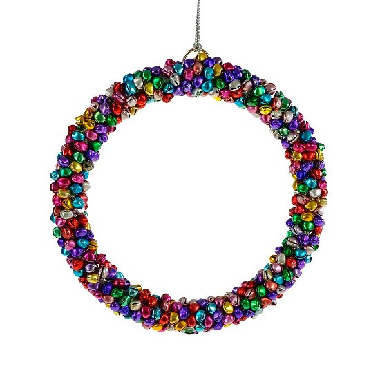 Hanging wreath w. beads, multicoloured