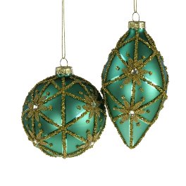Glass ball/cone, 2 ass., turquoise