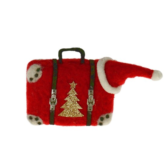Pendentif feutre valise de Noël, rouge