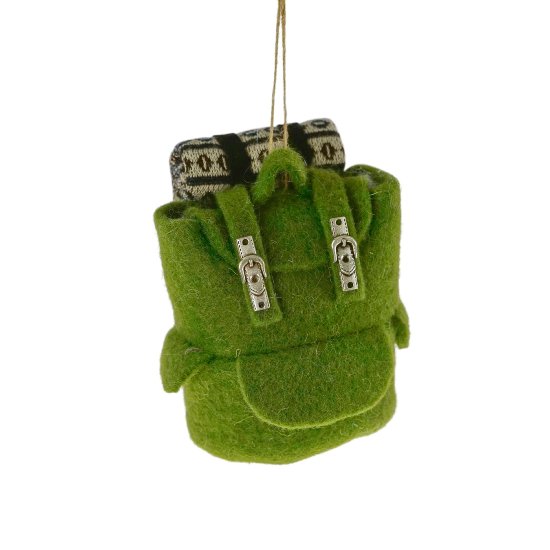 Pendentif feutre sac à dos de randonnée, vert