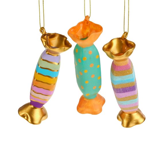 Glass hanger candy, 3 assorted colours