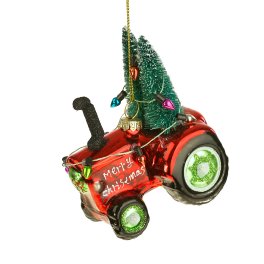 Glass hanger tractor, red