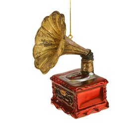 Glass hanger gramophone, red