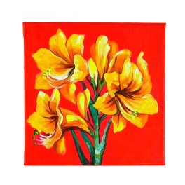 Painting Amaryllis, red, hand-painted