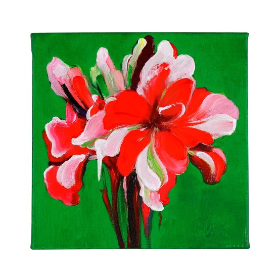 Painting Amaryllis, green, hand-painted