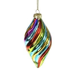 Glass hanger cone, striped, multicoloured
