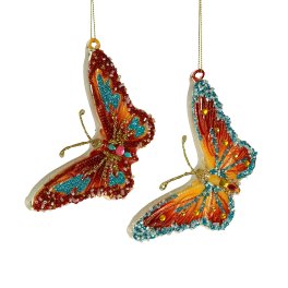 Glass hanger butterfly, 2 ass.