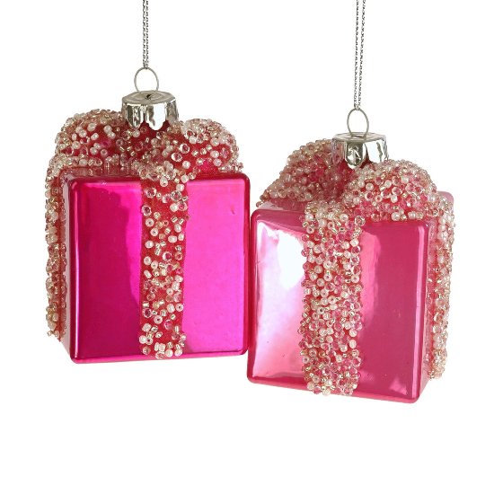 Glass hanger present, pink/rosa