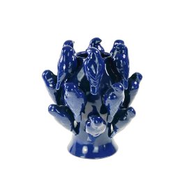 Vase avec petits oiseaux, bleu cobalt
