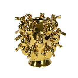 Vase w. bunnys, gold