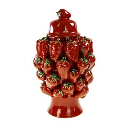 Lidded vase strawberry, red