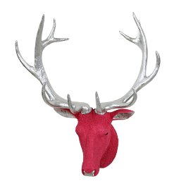 Wall decoration deer head, pink/silver