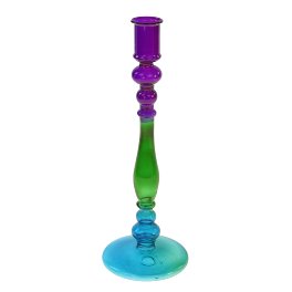 Candlestick, blue/green/purple
