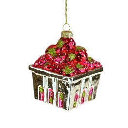 Glass hanger strawberry basket, red/silver