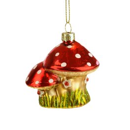 Glass hanger mushrooms, red