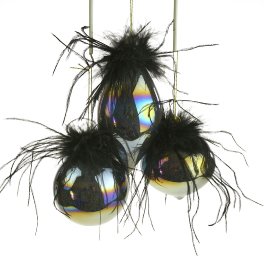 Boule/oignon/cône en verre avec plume