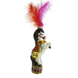 Glass hanger circus horse w. feather
