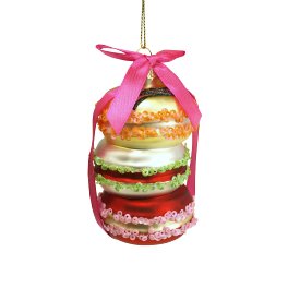 Glass hanger macaron stack, multicoloured