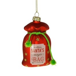 Glass hanger Santas Bag, red