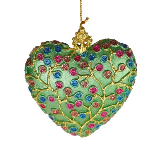 Hanger heart ornament, green, 9x3x10 cm