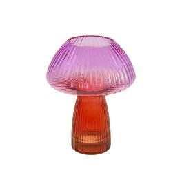 Mushroom vase, pink/red, glass