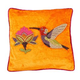 Cushion Hummingbird, orange, polyester, 45x45