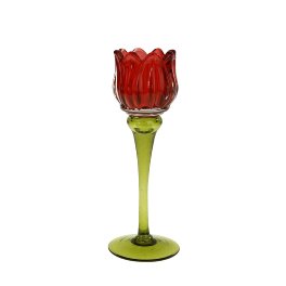 Candle holder tulip, red