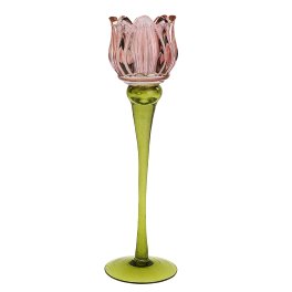 Candle holder tulip, pink